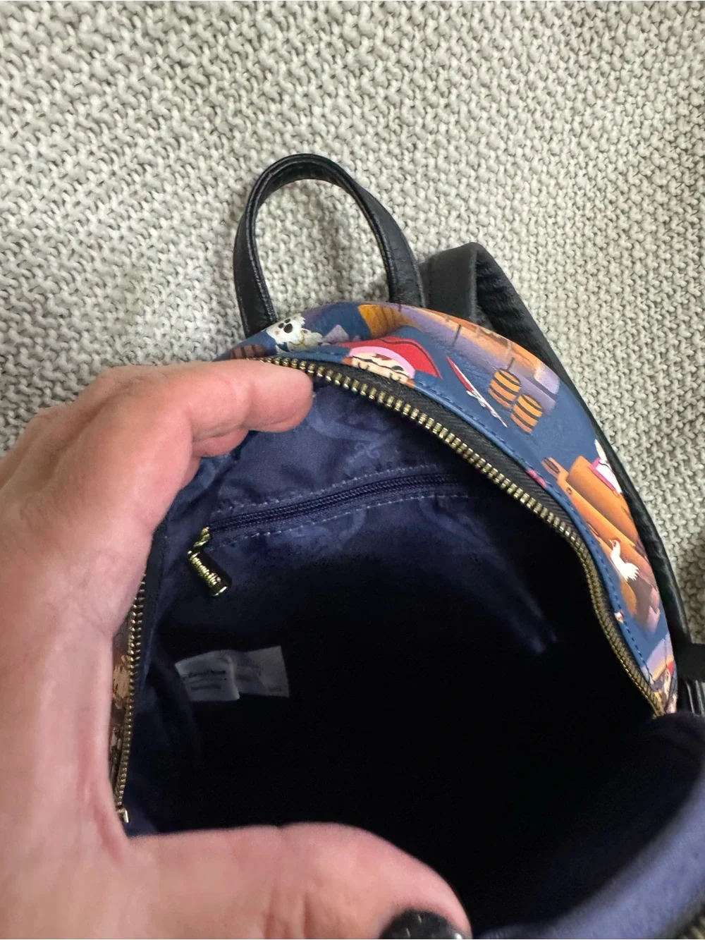 Loungefly Navy Pirate Crew Mini Backpack with Gold Hardware